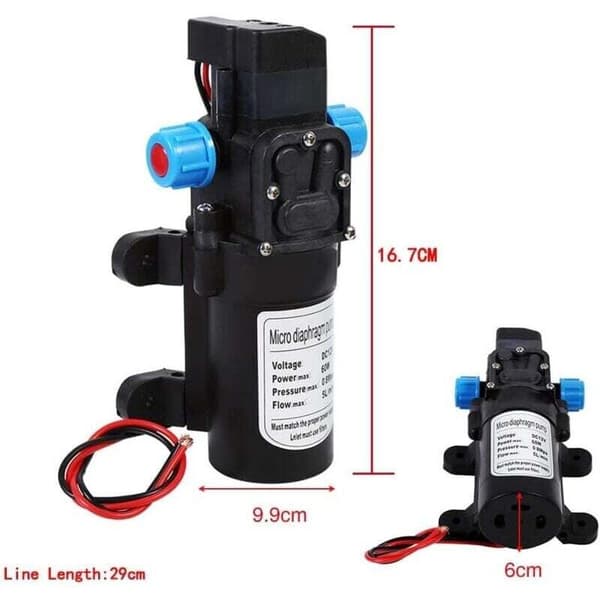 12V högtrycksvattenpump, DC 12V elektrisk sprutpump, 116Psi självsugande pump för trädgårdsspridare, duschar och husbilsvattenpumpar
