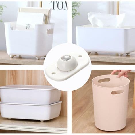 Sæt med 8 Mini Selvklæbende Plastikkuglehjul 360° - Til Små Møbler & Opbevaring