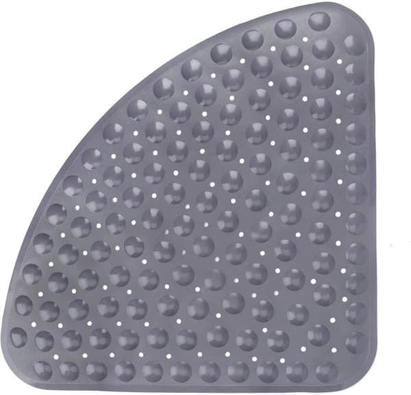 Halkfri bad- och duschmatta med dräneringshål, lämplig för dusch eller bad, 54 x 54 cm, grå