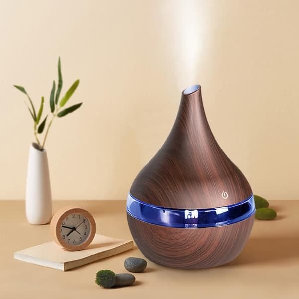 Eterisk oljediffuser, 300 ml elektrisk duftdiffuser, ultrasonisk luftfukter, 7-farget LED og fjernkontroll