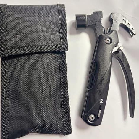 Foldekniv, 12-i-1 Multifunktionel Hammer, Multiværktøj i Rustfrit Stål, til Udendørs Aktiviteter, Camping, Vandreture