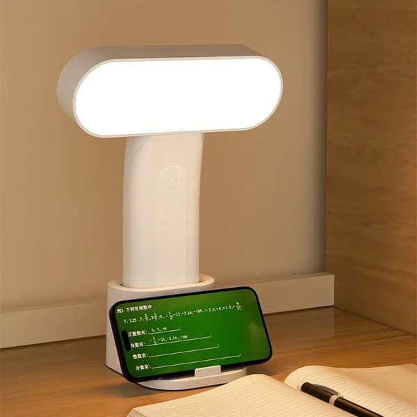 LED-bordlampe for øyebeskyttelse, liten nattbordslampe, lesebordlamper med lading