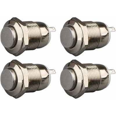 Nosheir Selvspærrende Vandtæt Afbryder - 4 Stykker - 12mm Diameter - Rustfrit Stål - Selvspærrende - IP67 - IK10