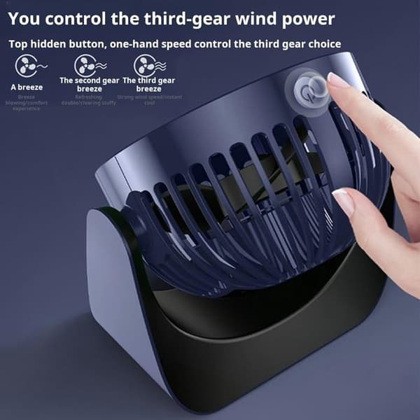 Bærbar ventilator - XVX - USB-bordventilator - 3 hastigheder - Abyss Blue - Lydløs