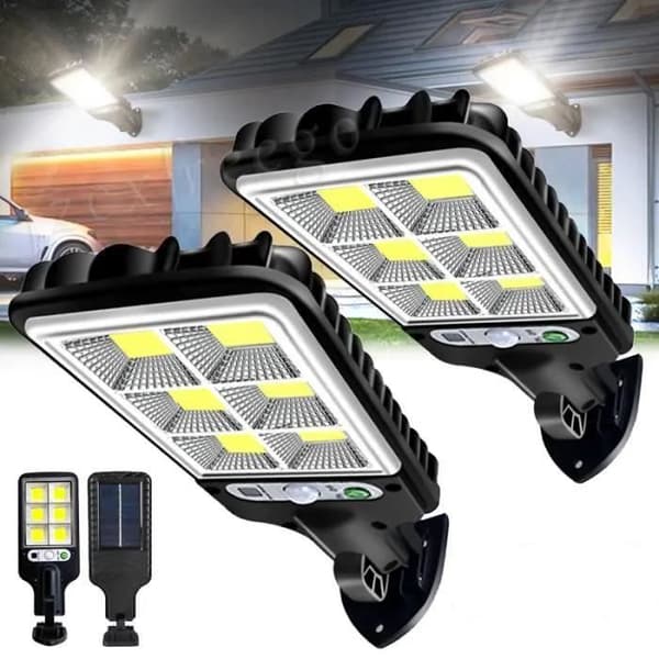 Solar projektør - LED - 600W - Bevægelsessensor - Sort - 2 STK - Udendørs