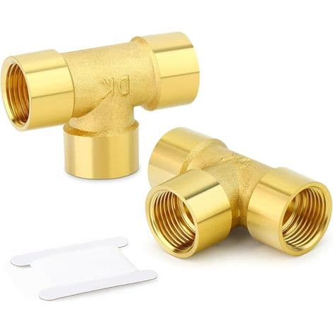 2 stk. messing T-fitting, 3/8\" x 3/8\" x 3/8\" BSP hunrørfittings
