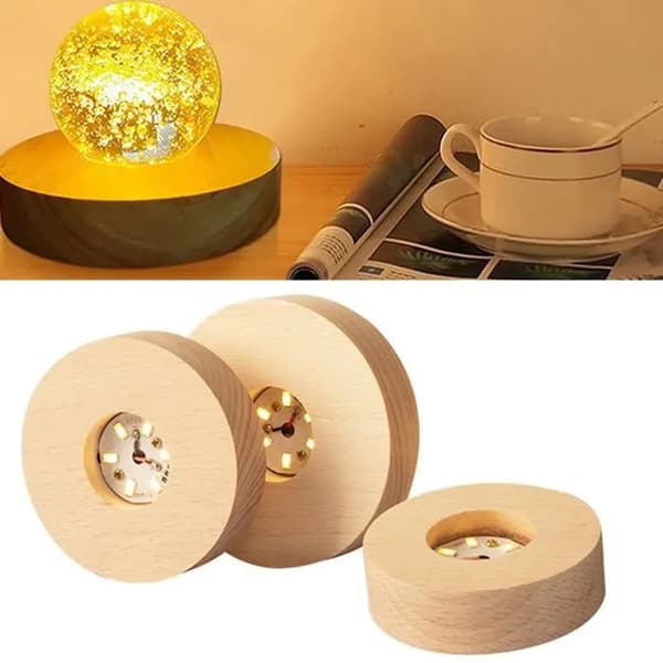 2-delt LED-lysbase, LED-utstillingsbase i tre, rund/firkantet lysbase, LED-lysbase for utstilling