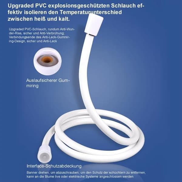 Elektrisk campingdusch, USB 5V, 2m slang, 60-120min batteritid + 8 tillbehör, ABS, handsfree