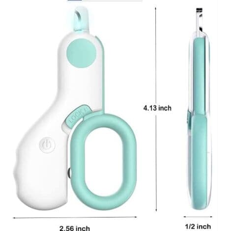 Negleklipper til små dyr med LED-lys for at forhindre overklipning, velegnet til små hunde, katte, killinger (Blå)