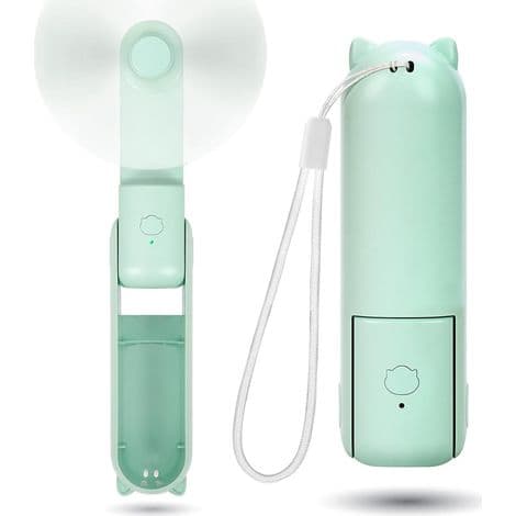 Mini Håndholdt Ventilator, Mini Stille Genopladelig Ventilator med 3 Hastigheder, Bærbar USB Ventilator til Rejser (Grøn)