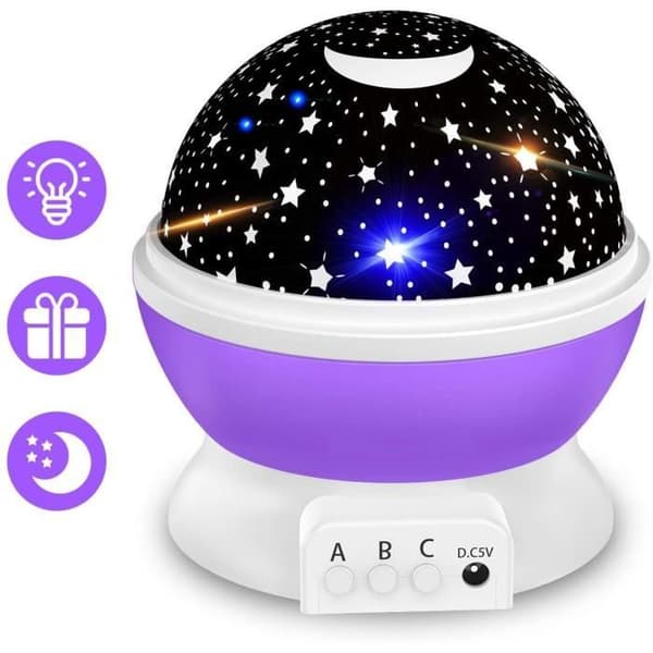 Barnas nattlys stjerneprojeksjon 360° roterende lampe