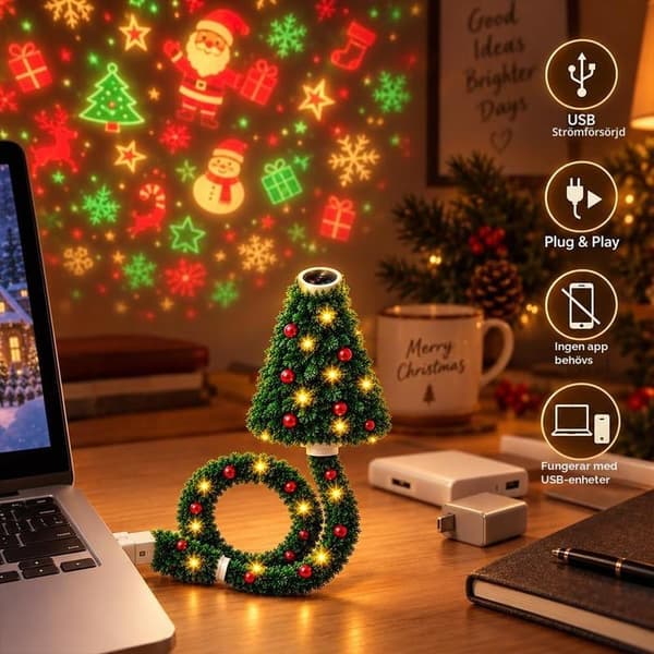 Plug and Play HD USB-joulukuusiprojektorivalo