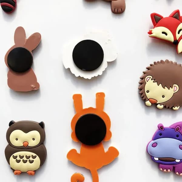 Kylskåpsmagneter, 10-pack - 3D-silikon - Färgglada djur - Multifunktionella