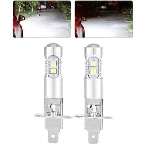 Superhvite 100W LED-frontlyspærer Kit Tåkelys Kjørelys 2X H1 6000K