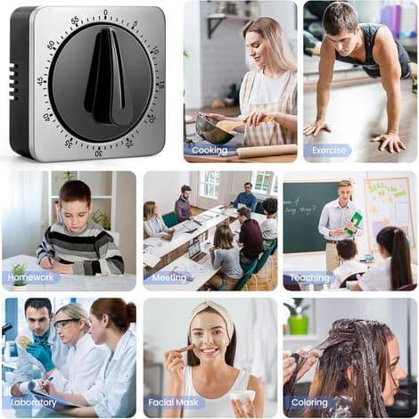 Mekanisk og magnetisk køkkentimer - Rustfrit stål - Magnetisk timer - 60 minutter
