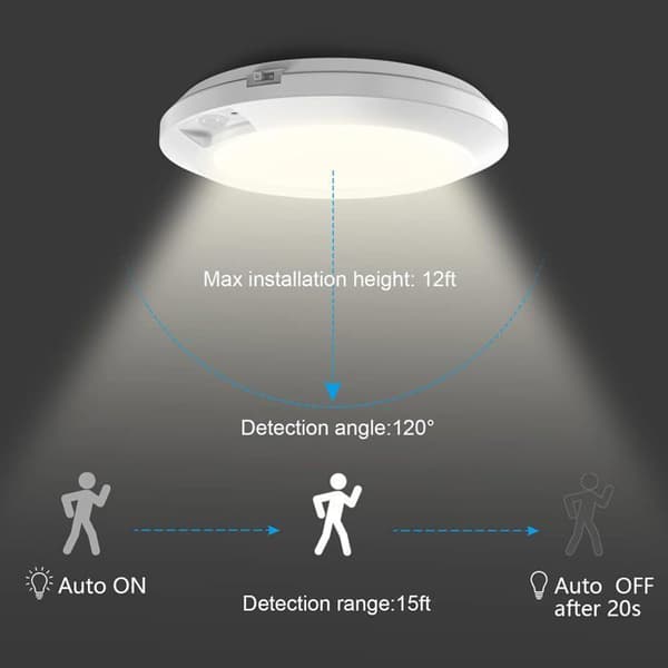LED Loftlampe - Bevægelsessensor - Trådløs - 210LM - Hvid (2 Stk)