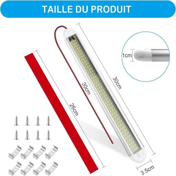 LED-lysstang - 12V - 120 LED-er - Bryter - Energibesparende