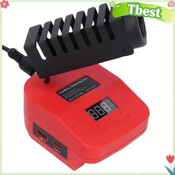 Tbest trådløst loddeboltsett, 60W, 8 sekunder til 350℃ rask oppvarming med DIY-porter