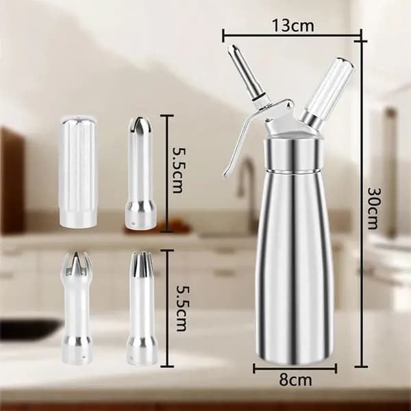 500 ml flødeskumssifon - 3 dyser i rustfrit stål - Aluminium - Let at rengøre