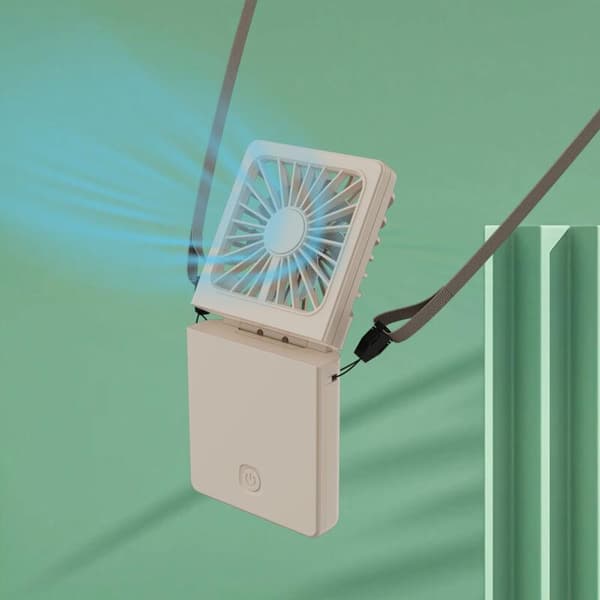 Mini bærbar ventilator - Grå - Batteridrevet - Sammenfoldelig - ABS telefonholder - Udendørs ventilator