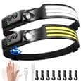 JORMFTTE LED Hodelykt, 3000 Lumen 230° USB Oppladbar Hodelykt med Bevegelsessensor, 5 Lysmoduser