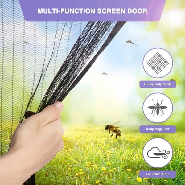 Dør myggenet - XVX - 100x210cm - Burrebåndslukning - Robust - Sort