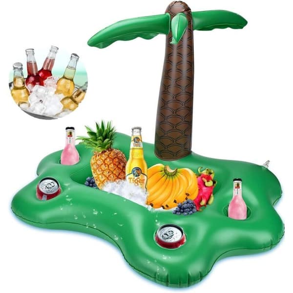 Poolplatform. Oppustelig palme. Oppustelig flydende poolbar. Poolbøje. Flydende poolbar. Oppustelig platform.