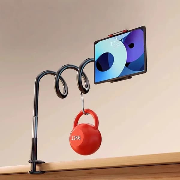 Fleksibel leddelt arm telefon/tablet/iPad stander, multifunktionel spiralmontering, 100 cm, sort
