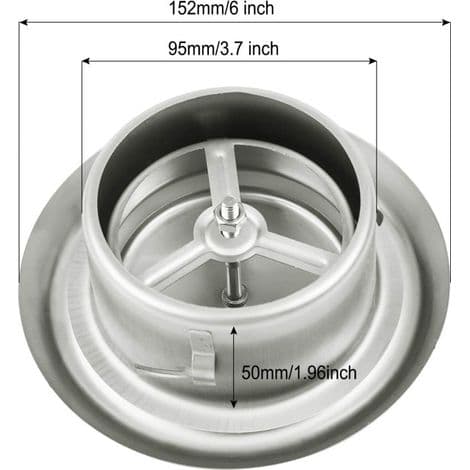 Rund ventilationsrist i 304 rustfrit stål - 100 mm - Skruemontering - Insektbeskyttelse