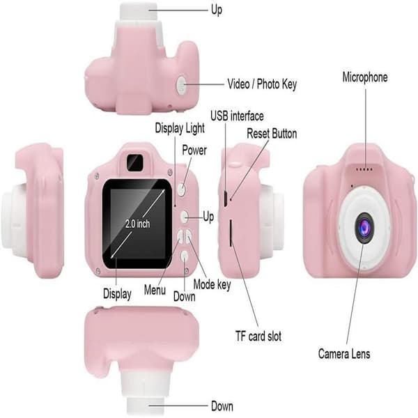 Børns HD digitalkamera, mini pink kamera, ideel gave til børnenes dag.
