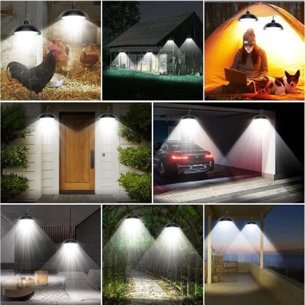 Utendørs solcellelampe, 78 LED, 4 moduser, solcellelampe med bevegelsessensor, fjernkontroll, 360° justerbart solcellepanel