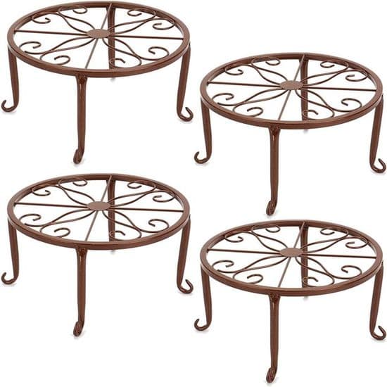 Set med 4 växtställ i metall, planteringsställ, rostfritt järnblomkruksställ, brons, 23 cm