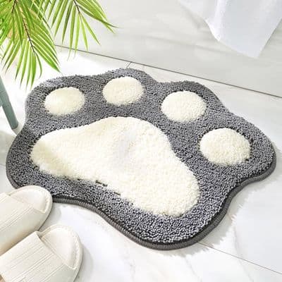 Bademåtte, 40x60cm, gråt kattepoteaftryk, superabsorberende