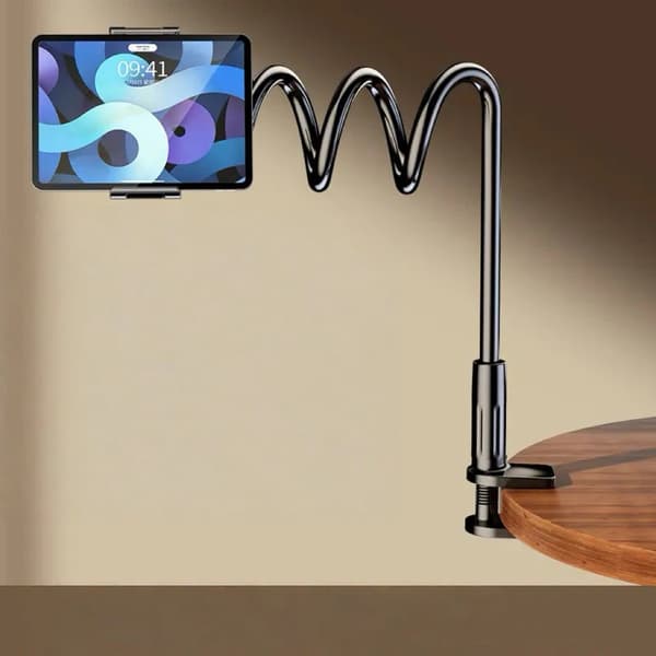 Fleksibel leddelt arm telefon/tablet/iPad stander, multifunktionel spiralmontering, 100 cm, sort