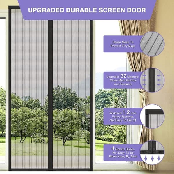 Dörrmyggnät - XVX - 100x210cm - Kardborrefäste - Robust - Svart