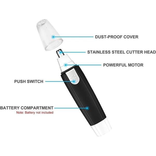 Nese- og øretrimmer - JZSH - Smertefri - Vaskbart skjærehode - Trådløs drift - 1xAA batteri