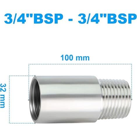 Stk 100mm 3/4\" Innvendig x 3/4\" Utvendig BSP Nipler Støpt Rør 304 Rustfritt Stål Rørfittings