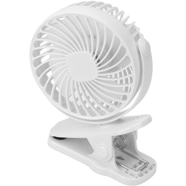 Mini USB clip-on fläkt, vit ABS, 720° rotation, 3 fläkthastigheter, tyst drift - rosa