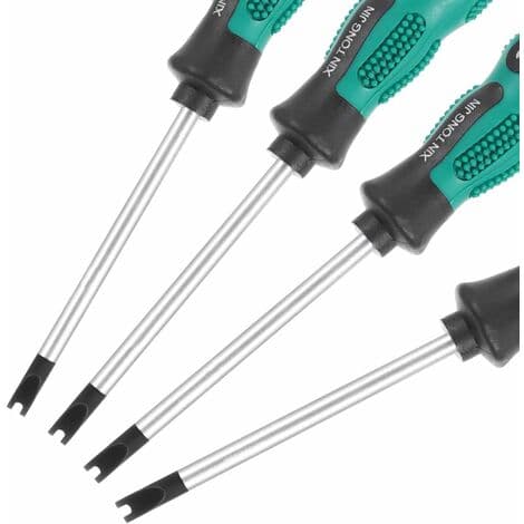 4-delt sæt skruetrækkerbits, U-formet, gaffelformet, magnetisk, lige kærv og driverbits, CR-V multifunktionsværktøjssæt.