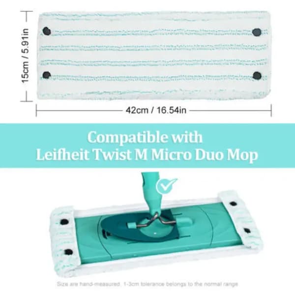 Utbytesmopphuvuden i mikrofiber - Ultrafin mikrofiber - Kompatibla med Leifheit Clean Twist M Micro Duo