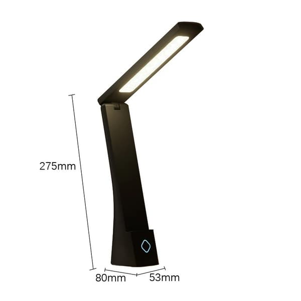 Stilfuld og trendy LED-skrivebordslampe, foldbare bordlamper, øjenbeskyttelse, studielampe, soveværelse sort
