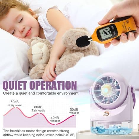 Bseical Mini Bordventilator, Ultra-Stille USB - Bærbar Ventilator til Camping og Rejser - Beige Luftkøler