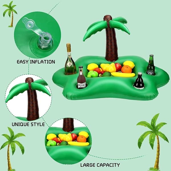 Poolplatform. Oppustelig palme. Oppustelig flydende poolbar. Poolbøje. Flydende poolbar. Oppustelig platform.