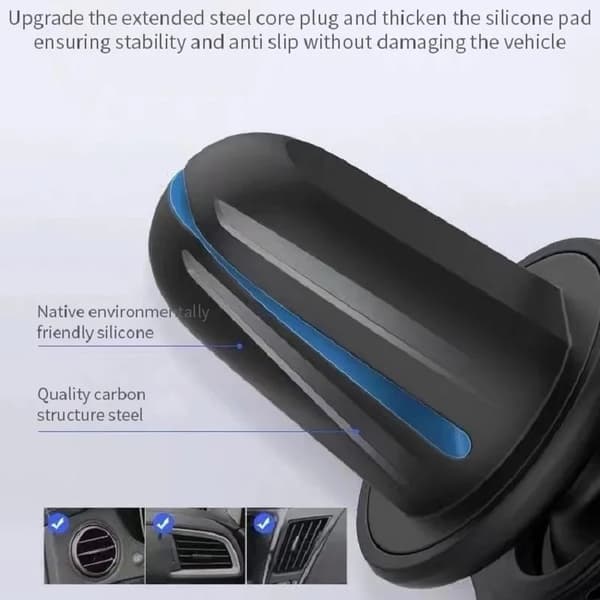 Gravity Bilholder til Telefon, Luftventilclips, Polar Face Mount Mobiltelefonholder GPS-stativ - Sort