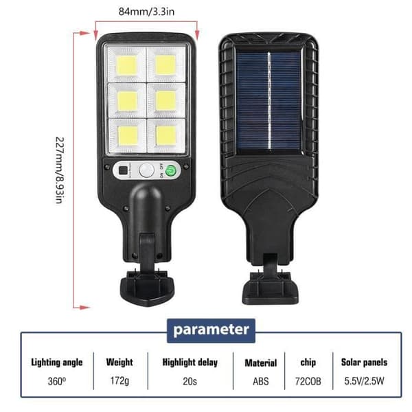 Solar projektør - LED - 600W - Bevægelsessensor - Sort - 2 STK - Udendørs
