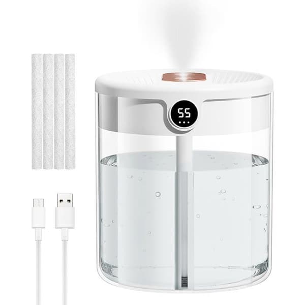 JZSH 2L Automatisk Luftfuktare för Sovrum med Diffuser - För Växter, Kontor och Hem (Vit)