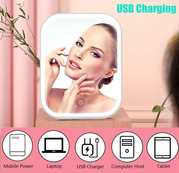 Makeupspejl med lys, touchscreen-sminkespejl, 3-farvet justerbart makeupspejl