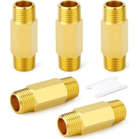 5-delt lang nippel i messing, 3/8 BSP nippel, 50 mm lengde messingrørkobling