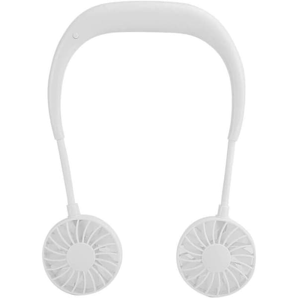 Bærbar halsventilator. USB-genopladelig bærbar ventilator med tre hastigheder. Mini halsventilator (hvid).