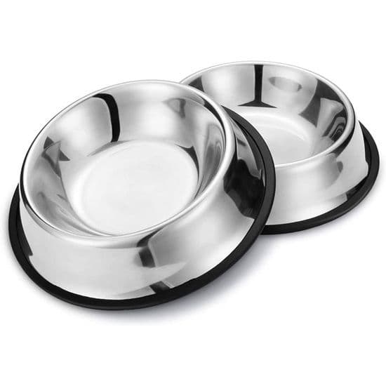 Hundskål - Rostfritt stål - Halkfri - 22,5 CM - 2-pack